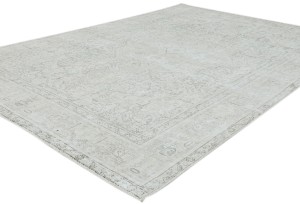 Antique Muted Beige Floral 6X9 Distressed Vintage Oriental Rug