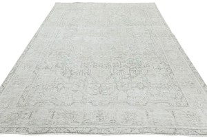 Antique Muted Beige Floral 6X9 Distressed Vintage Oriental Rug