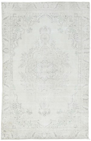 Antique Muted Beige Floral 6X9 Distressed Vintage Oriental Rug