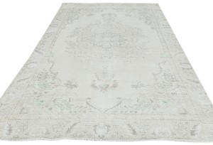 Antique Muted Beige Floral 6X9 Distressed Vintage Oriental Rug
