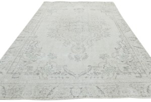 Antique Muted Beige Floral 6X9 Distressed Vintage Oriental Rug