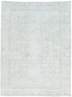 Antique Muted Beige Floral 7'5X10 Distressed Vintage Oriental Rug