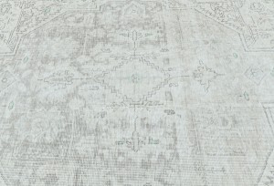 Antique Muted Beige Floral 7'5X10 Distressed Vintage Oriental Rug