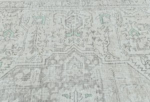 Antique Muted Beige Floral 7'5X10 Distressed Vintage Oriental Rug