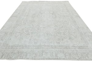 Antique Muted Beige Floral 7'5X10 Distressed Vintage Oriental Rug