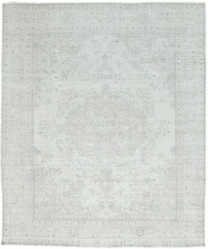 Antique Muted Beige Floral 9'8X12'4 Distressed Vintage Oriental Rug
