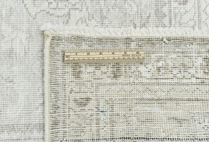 Antique Muted Beige Floral 9'8X12'4 Distressed Vintage Oriental Rug