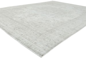 Antique Muted Beige Floral 9'8X12'4 Distressed Vintage Oriental Rug