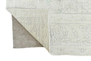 Antique Muted Cream Floral 10X13 Distressed Vintage Oriental Rug