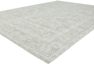 Antique Muted Cream Floral 10X13 Distressed Vintage Oriental Rug