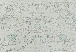 Antique Muted Cream Floral 10X13 Distressed Vintage Oriental Rug
