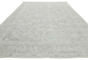 Antique Muted Cream Floral 10X13 Distressed Vintage Oriental Rug