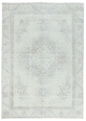 Antique Muted Beige Floral 9X12 Distressed Vintage Oriental Rug