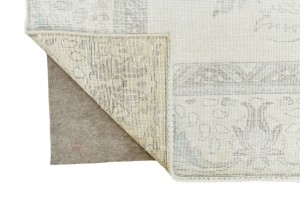 Antique Muted Beige Floral 9X12 Distressed Vintage Oriental Rug
