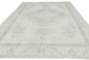 Antique Muted Beige Floral 9X12 Distressed Vintage Oriental Rug