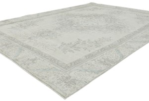 Antique Muted Beige Floral 9X12 Distressed Vintage Oriental Rug