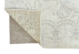 Antique Muted Beige Floral 7X10 Distressed Vintage Oriental Rug