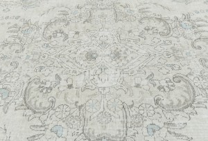 Antique Muted Beige Floral 7X10 Distressed Vintage Oriental Rug
