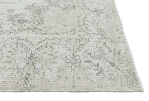 Antique Muted Beige Floral 7X10 Distressed Vintage Oriental Rug