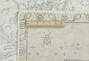 Antique Muted Beige Floral 6'5X10 Distressed Vintage Oriental Rug