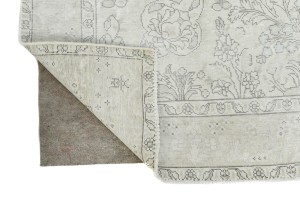 Antique Muted Beige Floral 6'5X10 Distressed Vintage Oriental Rug