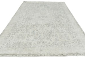 Antique Muted Beige Floral 6'5X10 Distressed Vintage Oriental Rug
