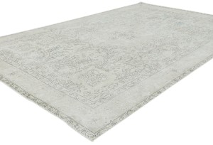 Antique Muted Beige Floral 6'5X10 Distressed Vintage Oriental Rug