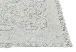 Antique Muted Beige Floral 6'5X10 Distressed Vintage Oriental Rug