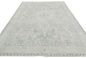 Antique Muted Beige Floral 6'5X10 Distressed Vintage Oriental Rug