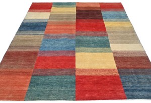 Multicolored Tribal 5X6 Gabbeh Modern Oriental Rug