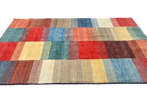 Multicolored Tribal 5X6 Gabbeh Modern Oriental Rug