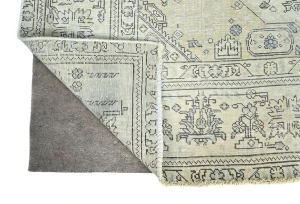 Antique Muted Beige Floral 7X10 Distressed Vintage Oriental Rug