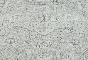 Antique Muted Beige Floral 6X9 Distressed Vintage Oriental Rug