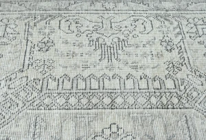 Antique Muted Beige Floral 6X9 Distressed Vintage Oriental Rug