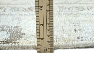 Antique Muted Beige Floral 6X10 Distressed Vintage Oriental Rug