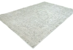 Antique Muted Beige Floral 6X10 Distressed Vintage Oriental Rug
