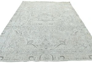 Antique Muted Beige Floral 6X10 Distressed Vintage Oriental Rug