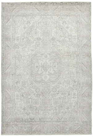 Antique Muted Beige Floral 6X9 Distressed Vintage Oriental Rug