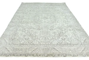 Antique Muted Beige Floral 6X9 Distressed Vintage Oriental Rug