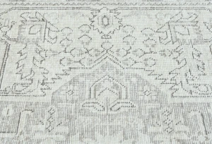 Antique Muted Beige Floral 6X9 Distressed Vintage Oriental Rug
