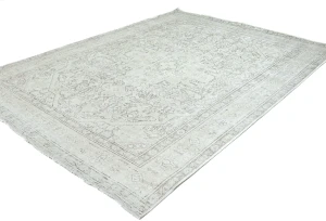 Antique Muted Cream Floral 6'6X9 Distressed Vintage Oriental Rug