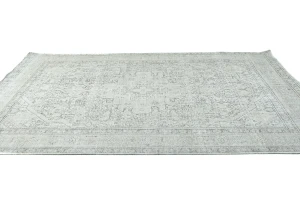 Antique Muted Cream Floral 6'6X9 Distressed Vintage Oriental Rug