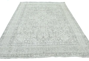 Antique Muted Cream Floral 6'6X9 Distressed Vintage Oriental Rug