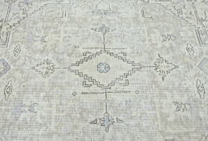 Antique Muted Beige Floral 7X10 Distressed Vintage Oriental Rug
