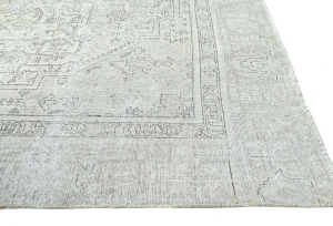 Antique Muted Beige Floral 7X10 Distressed Vintage Oriental Rug