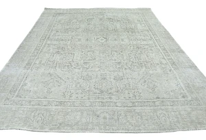 Antique Muted Beige Floral 7X10 Distressed Vintage Oriental Rug