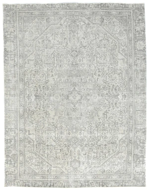 Antique Muted Beige Floral 8X11 Distressed Vintage Oriental Rug