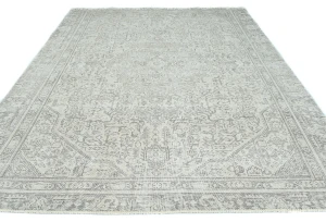 Antique Muted Beige Floral 8X11 Distressed Vintage Oriental Rug