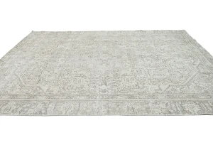 Antique Muted Beige Floral 8X11 Distressed Vintage Oriental Rug