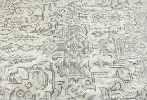 Antique Muted Beige Floral 8X11 Distressed Vintage Oriental Rug